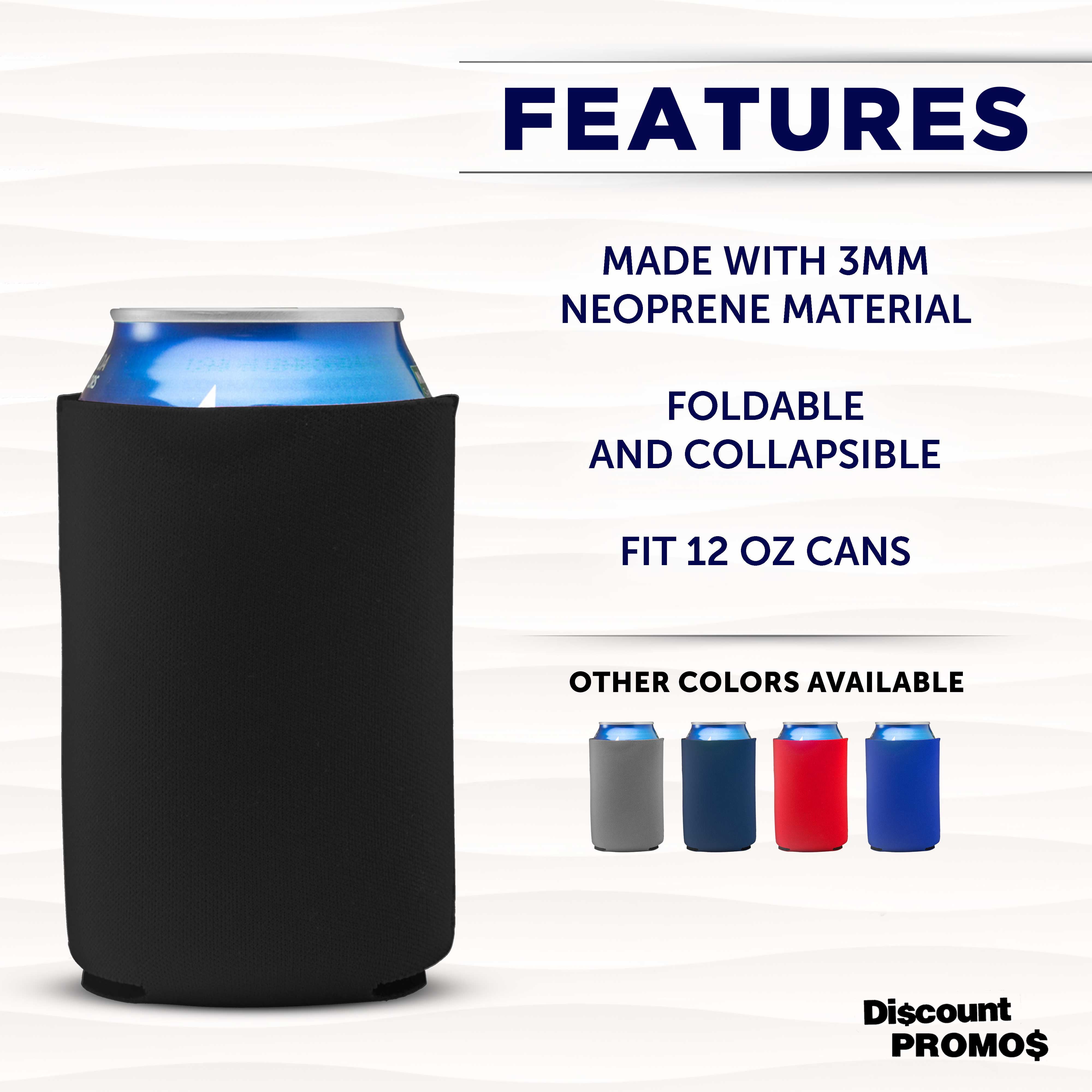 Neoprene Collapsible Can Coolers 12 oz. Set of 10, Bulk Pack - Great for Weddings, Parties, Anniversary, Indoor & Outdoor Events - Black
