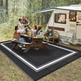 thumbnail image 4 of Modren Outdoor Area Rug, Reversible Waterproof Patio Carpet, UV Mark Resistant, Lightweight Collapsible Rug Mat for Patio, Backyard, Porch, Black, 9*12 ft, 4 of 9