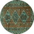 thumbnail image 1 of Ahgly Company Indoor Round Persian Turquoise Blue Traditional Area Rugs, 5' Round, 1 of 4