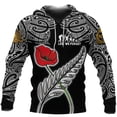 thumbnail image 4 of Sudadera con capucha de Aotearoa, Nueva Zelanda, Poppy Fern Lest We Forget para hombre, moda urbana, jersey, abrigo para mujer y niño, 4 of 4