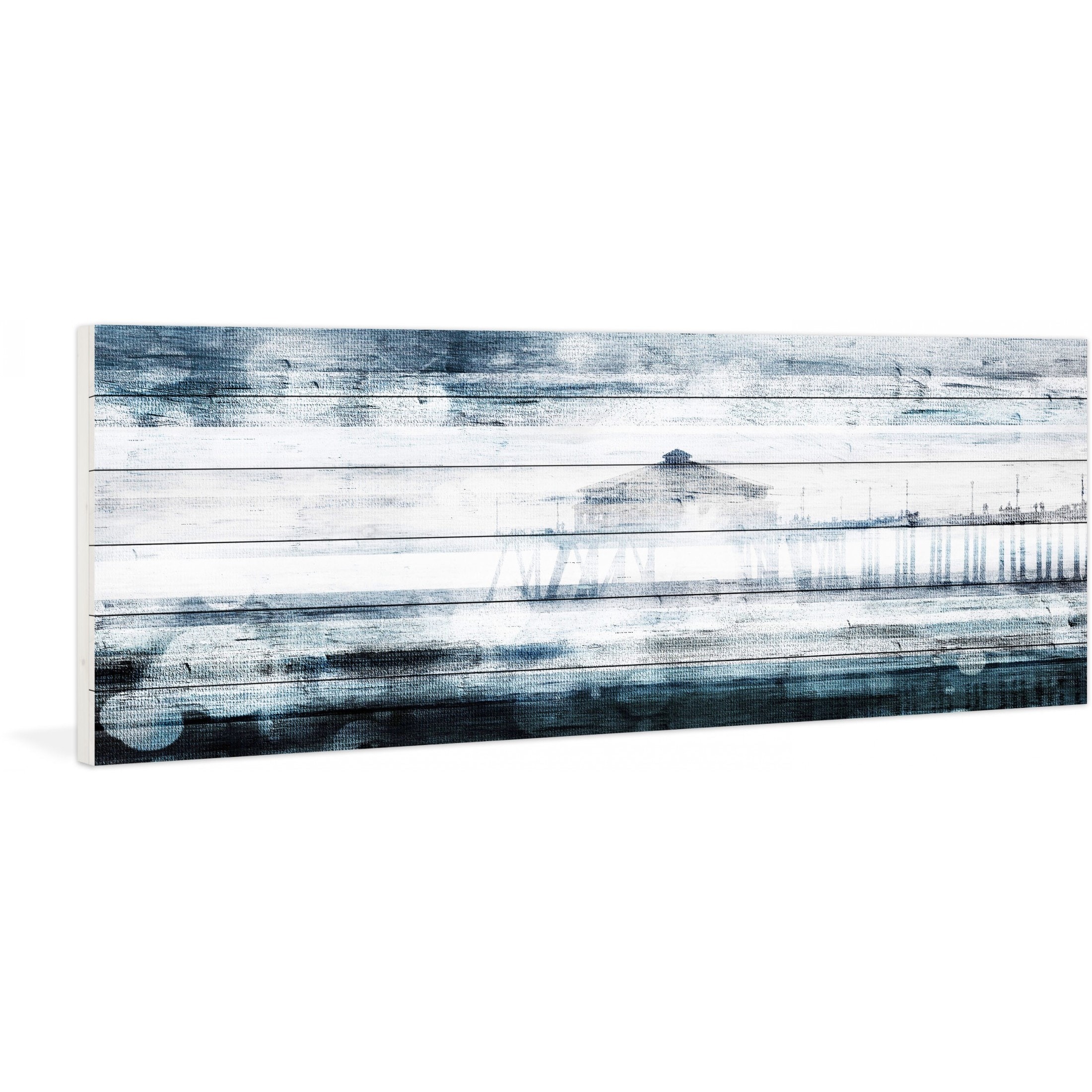 Parvez Taj "Waterspotted Pier" Print on White Wood