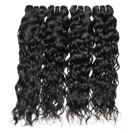Allove 7A Brazilian Water Wave 4 PCS Wet and Wavy Virgin Hair Extensions,