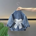 thumbnail image 2 of WNVMWI Little Girls Washed Jean Jacket Kids Long Sleeve Denim Jackets with Front Button Childrens Fashion Coat 9-10 Years White, 2 of 4