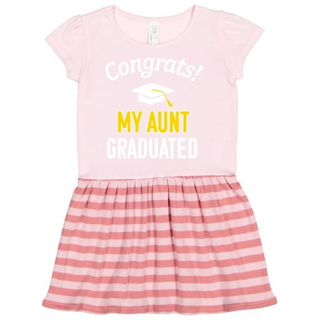 

Inktastic Congrats! My Aunt Graduated with cap Gift Toddler Girl Dress