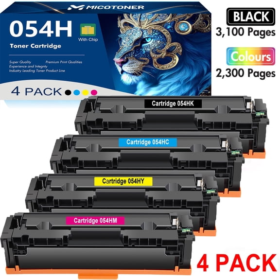 054 054H Toner Cartridge Compatible for Canon 054H 054 CRG-054H MF644Cdw MF642Cdw MF641Cw LBP622Cdw MF640C Toner Printer Ink (4-Pack)