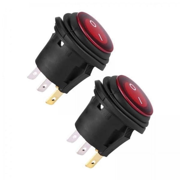yotijay Round Rocker Switch,Waterproof Round Rocker Toggle Switch Red light,Round Rocker Toggle LED Switch Universal,round Rocker Switch LED Lighted Rocker Switch,with LED Pins DC 12V