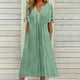 thumbnail image 2 of Vestido largo maxi liso con cuello en V, encaje recortado y volantes para mujer - Poliéster spandex ligero, favorecedor para todas las figuras, 2 of 5