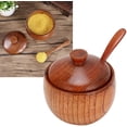 thumbnail image 5 of Tarro de madera para especias, azucarero, sal, pimienta, caja de condimentos con cuchara y tapa, herramienta de cocina, tapa de tarro, cuchara, azúcar, salsa de sal, estilo retro japonés ER, 5 of 5