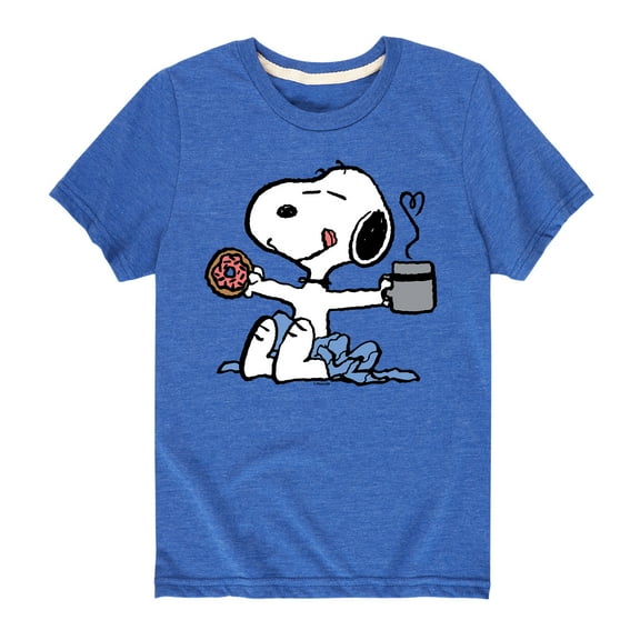Peanuts - Donut Coffee Snoopy  - Toddler And Youth Short Sleeve Graphic T-Shirt