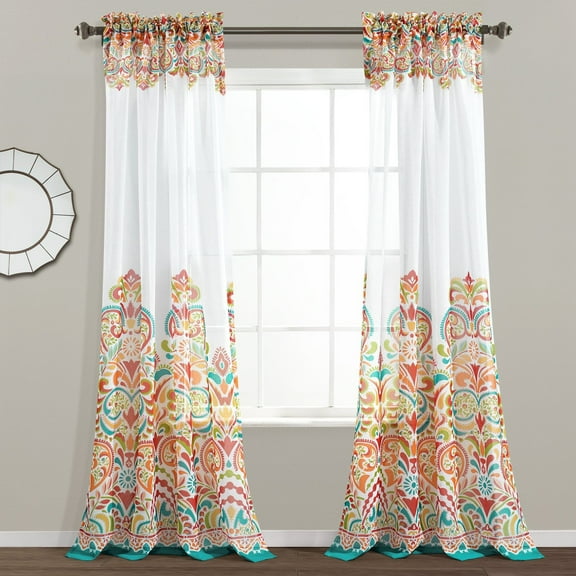 Lush Decor 2 Pieces Damask Sheer Curtain Set