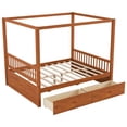 thumbnail image 5 of MODERNLUXE Wood Queen Size Canopy Bed with 2 Drawers, Walnut, 5 of 10