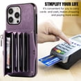 thumbnail image 3 of for iPhone 16 Pro Max Case with Zipper Card Holders and Crossbody Strap & Short Belt for Women, RFID Blocking PU Leather Button Flip Shockproof Wallet Case Cover for iPhone 16 Pro Max - Purple, 3 of 10