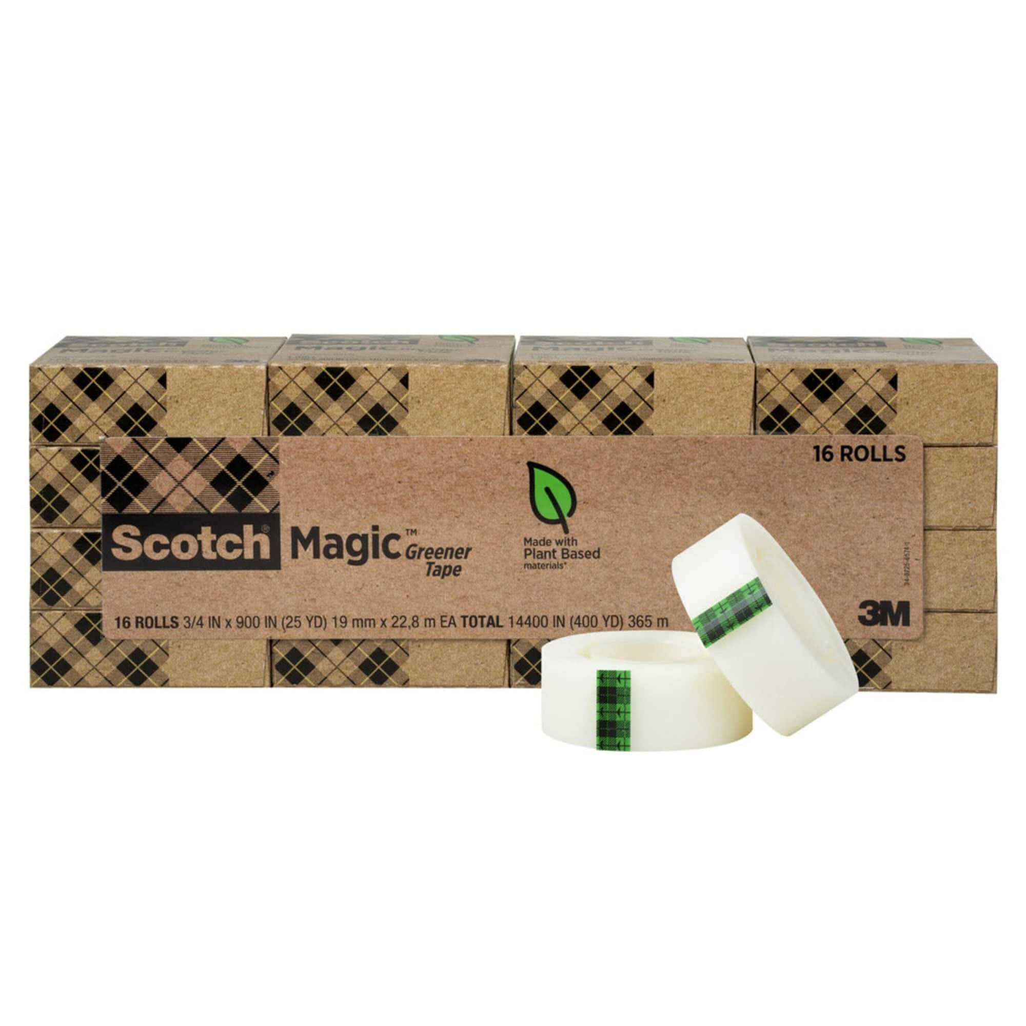 Scotch 812-16P 1 in. Core 0.75 in. x 75 ft. Magic Greener Tape - Clear (16-Piece/Pack)