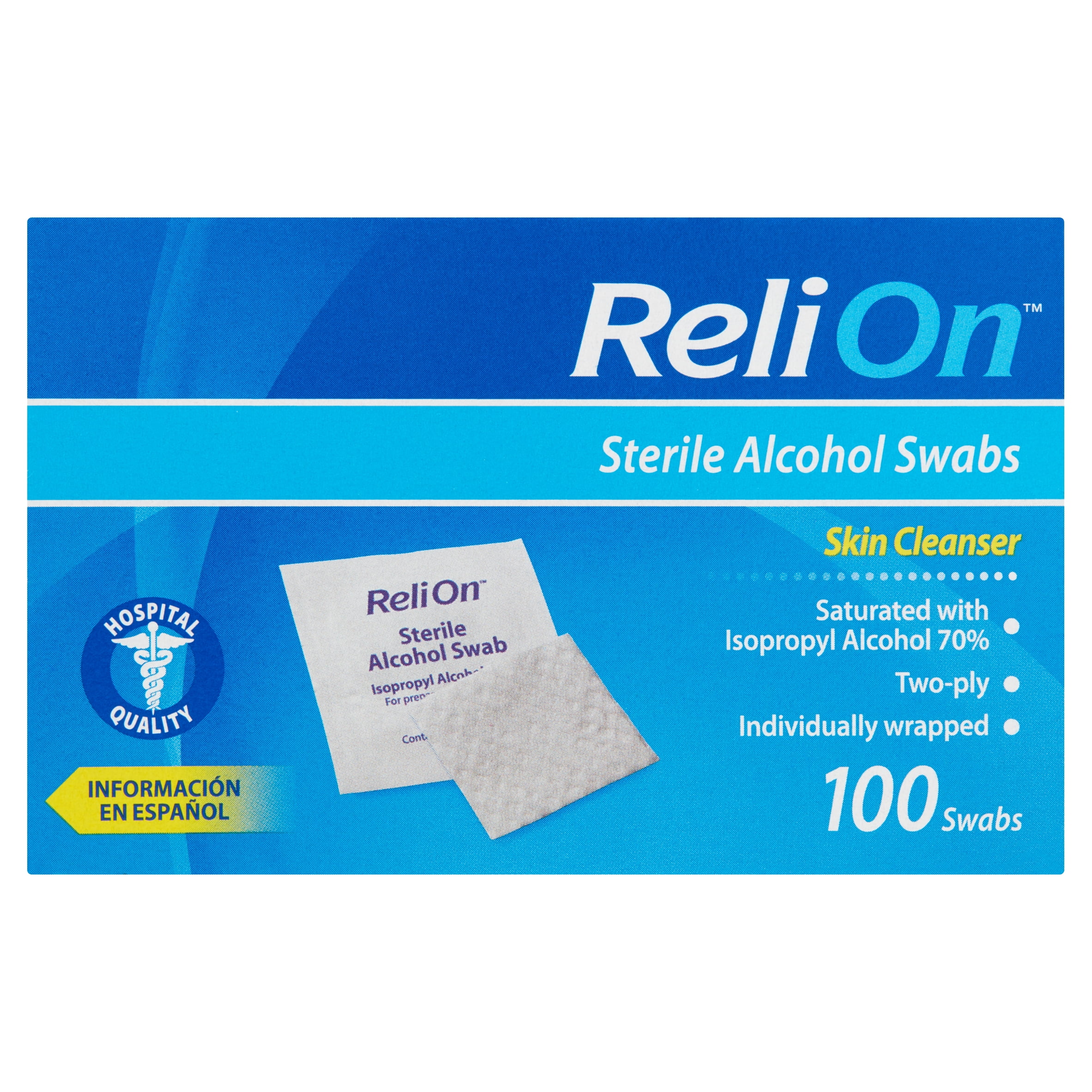 ReliOn Skin Cleanser Sterile Alcohol Swabs, 100 count