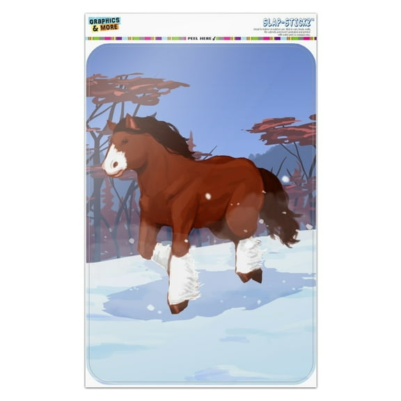 Clydesdale Horse Running in Snow Home Business Office Sign