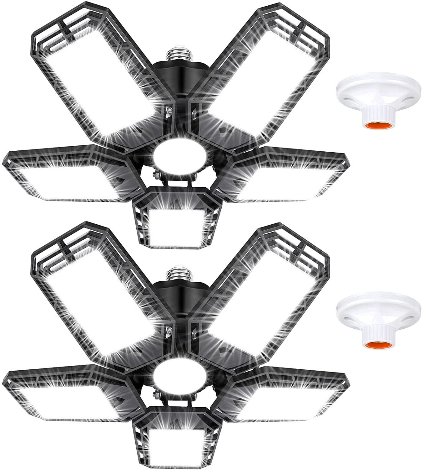 2 Pack LED Garage Lights, 160W Deformable LED Garage Ceiling Light with