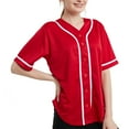 thumbnail image 2 of TOPTIE Women's Baseball Jersey Hip Hop Hipster Button Down Baseball T-Shirt-Red White-2XL, 2 of 9