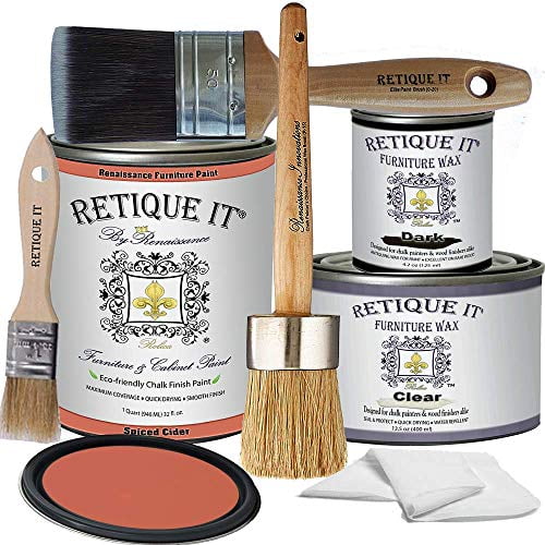 Retique It Chalk Finish Renaissance Furniture Paint Wax Kit 56 Spiced Cider Walmart Com Walmart Com