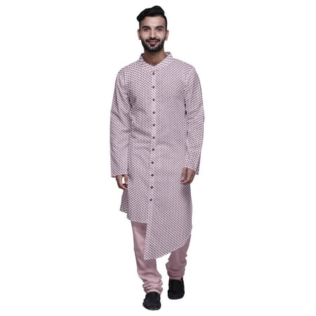 

Atasi Printed Kurta Pajama For Men Asymmetric Style Casual Summer Clothing