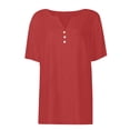 thumbnail image 6 of T Shirts For Women Womens Tops Cotton Linen Shirts For Summer Button Down Tops Short Sleeve Casual Blouses Oversized Tshirts, 6 of 7