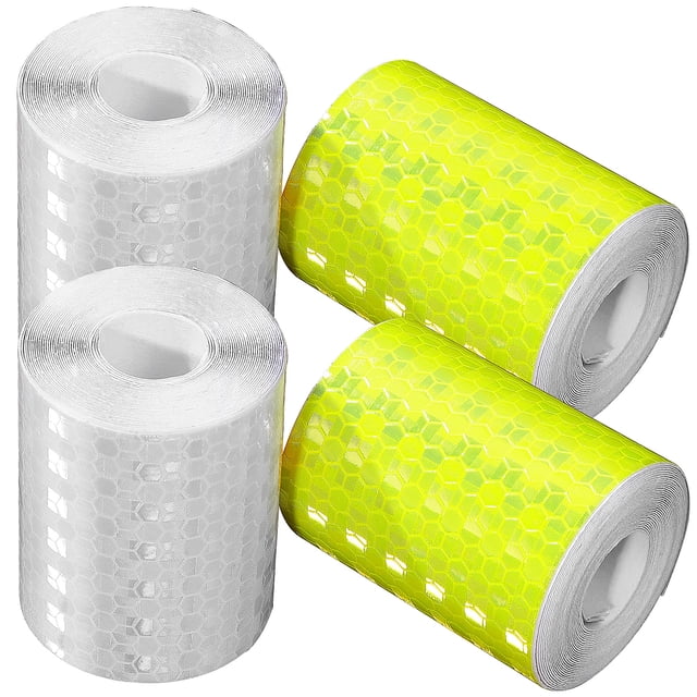 Shisuyan 4 Rolls Reflective Tape High Visibility Reflective Tape Warning Stickers Safety Reminder
