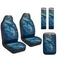 thumbnail image 7 of Xoenoiee Blue Dolphin Print Car Accessories Set of 5, Auto Front Seat Protectors Cover with Seat Belt Cover and Car Armrest Cover, PU Leather Automotive Decor Interior Accessories, 7 of 7