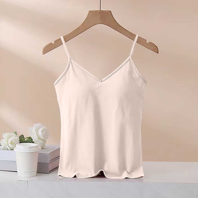 Blusa de poliéster para mujer, de moda, informal, de color liso, con tirantes, almohadillas para el pecho y la espalda, chalecos y tops moldeadores.