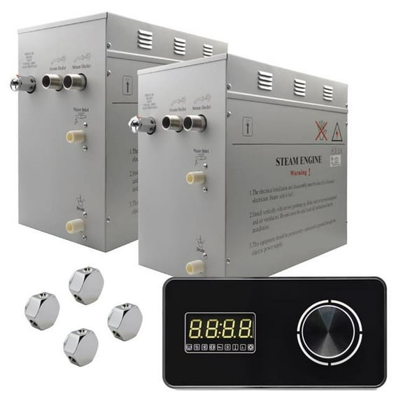 Steam Planet GH24LB Superior Encore 24 kW Self-Draining Steam Bath Generator Kit & Horizontal Digital Keypad, Black