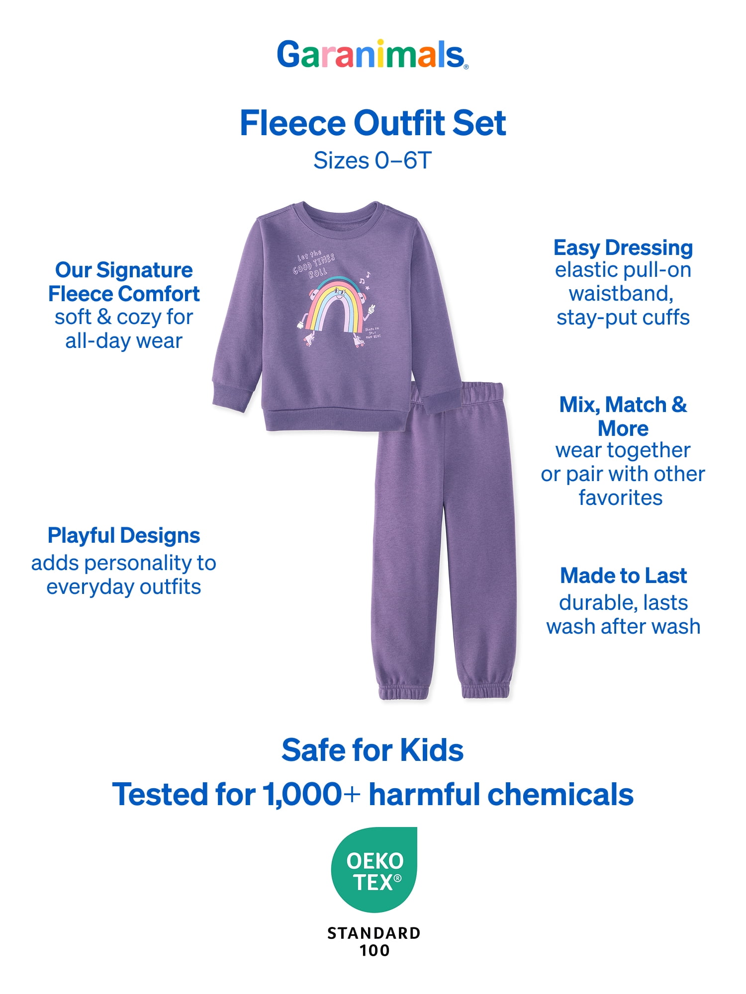 Garanimals Baby & Toddler Girl Outfit Set, 2-Piece Fleece, Sizes 0-6T