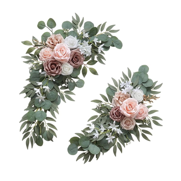 2 piezas de arco de flores artificiales para boda, decoración de flores, telón de fondo para centros de mesa, caballete, al aire libre