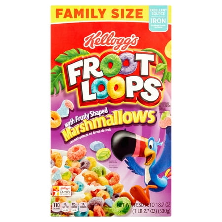 Kellogg's Froot Loops with Fruity Shape Marshmallows Family Size 18.7 ...