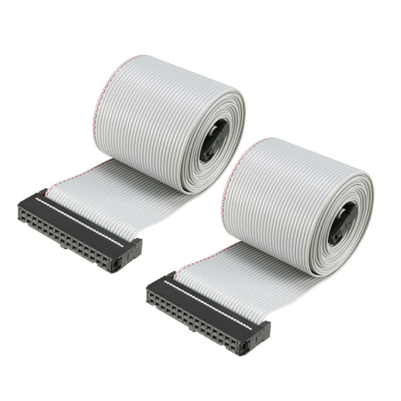 IDC 30P Wire Flat Gray Ribbon Cable 128cm 2.54mm Pitch 2pcs