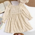thumbnail image 3 of LJEFF Girls Long-Sleeve Dress, Solid Colors Square Neck Ruffled Puff Sleeves Casual Dresses for Kids Khaki Size 12-13T, 3 of 8