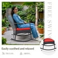 thumbnail image 4 of Vineego 3 Pieces Patio Rattan Rocking Chair Set with Cushion and Table Outdoor Porch and Garden Furniture Set, Red, 4 of 7