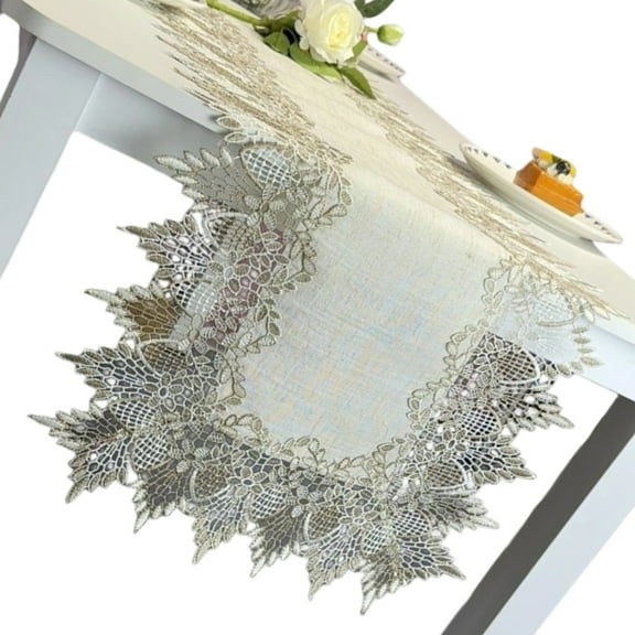 Lace Table Runner Elegant Embroidery Design Polyester Dresser Scarf Ideal For Holiday Gatherings Centerpiece Decors