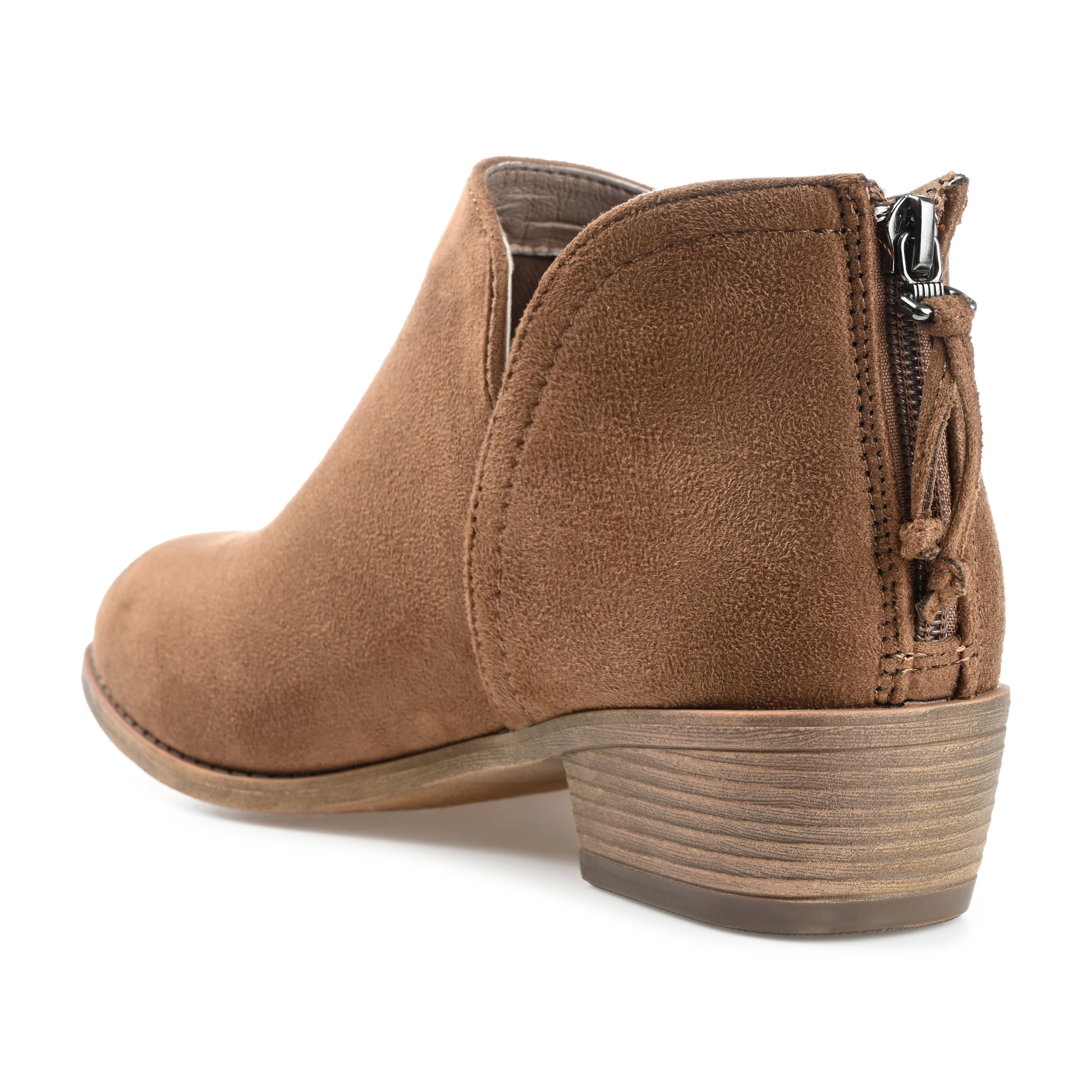 Journee Womens Livvy Back Heel Zip Stacked Heel Booties, Widths Available