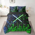 thumbnail image 2 of Feelyou Neon Lightning Twin Bedding Sets 7pcs, Green Blue Honeycomb Bedding Comforter Set, 2 of 8