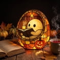 thumbnail image 3 of 6.3“ Ghost Reading Book Resin Statue with Led Light - Halloween Decor Tabletop Figurine for Home Cozy Bedroom Nightstand, Cute Halloween Decorations Table Centerpiece, Halloween Decor Indoor Tabletop, 3 of 7