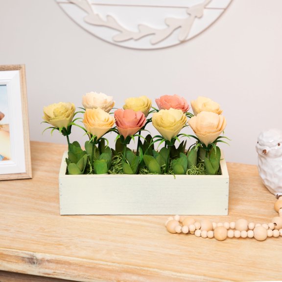 Northlight 9.5" White/Pink Artificial Flowers in Spring Planter