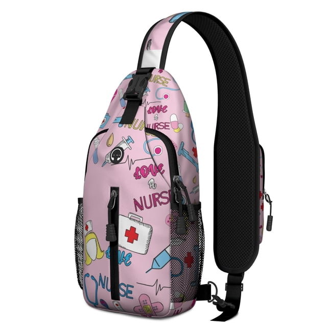 Book Lover Reading Sling Backpack, Library Shelf Pattern Daypack, I'd Rather Be Reading Crossbody Bag