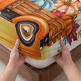 thumbnail image 3 of Full Size Fitted Sheet Set - Happy Fall 3 Piece Bedding Sets 16" Deep Pocket Fitted Sheet with 2 Pillowcases, Orange Truck Maple Branch Thanksgiving Rustic Brushed Microfiber Hotel Luxury Bed Sheets, 3 of 9