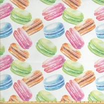 Ambesonne Dessert Fabric by the Yard Upholstery, Flyaway Macaron Design, 10 Yards, Multicolor