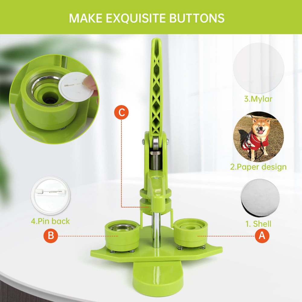 FASTTOBUY Button Maker Machine,1.5 Inch Badge Maker 37mm Pins Punch Press Machine with 405pcs Button Parts & Circle Cutter