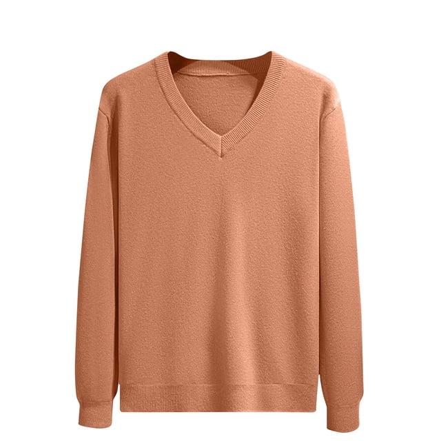 cfhntfmh Chandails à Col en V pour Hommes Mode Manches Longues Tricotés Chandails à Enfiler Chemises Décontractées Confortables Chandails Unis pour l'Automne et l'Hiver