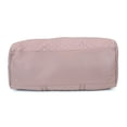 thumbnail image 4 of Women's Quilted Leather Weekender Travel Duffel Bag With Rose Gold Hardware - Large 22" Size - Cute Satin Inner Lining - Mauve, 4 of 6