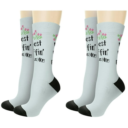 

ThisWear Adopted Mom Gift Best Effin Bon-s Mom Ever Floral 2-Pairs Novelty Crew Socks