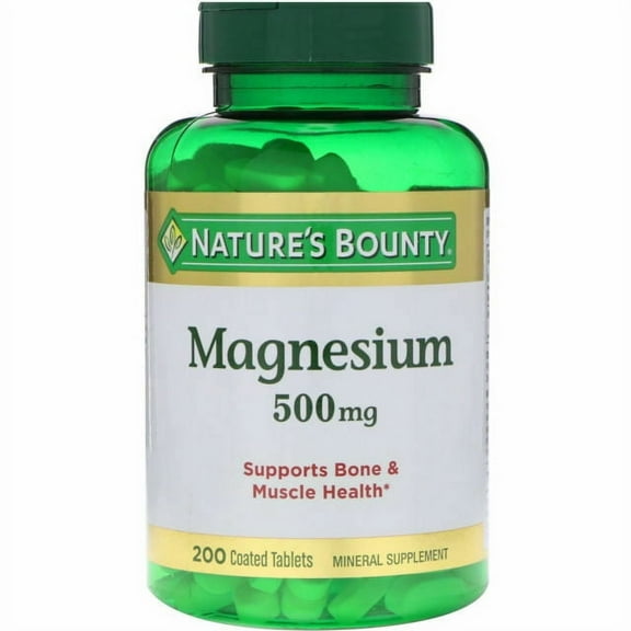 Nature's Bounty Mineral Magnesium Coated Tablets, 500 mg, 200 Ct