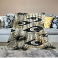 thumbnail image 2 of ONETECH  Trippy Soft Flannel Throw Blanket, Woman Eyes with Eyelash Unusual Style Fashion Modern Design Print Graphic, Cozy Plush for Indoor and Outdoor Use,Yellow Black, 2 of 6