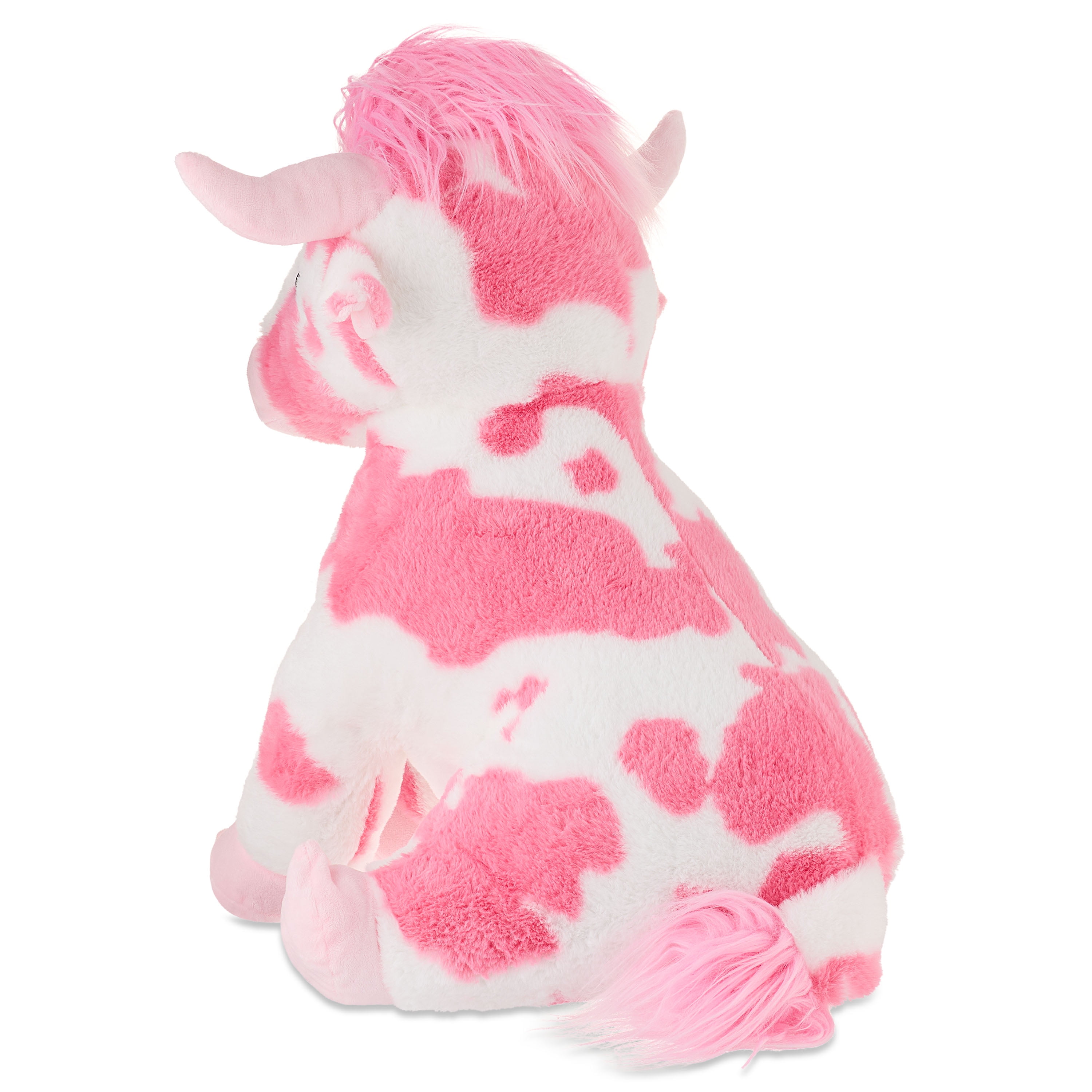 Jumbo Longhorn Cow Plush, Pink and White Valentine's Day, 24 inch