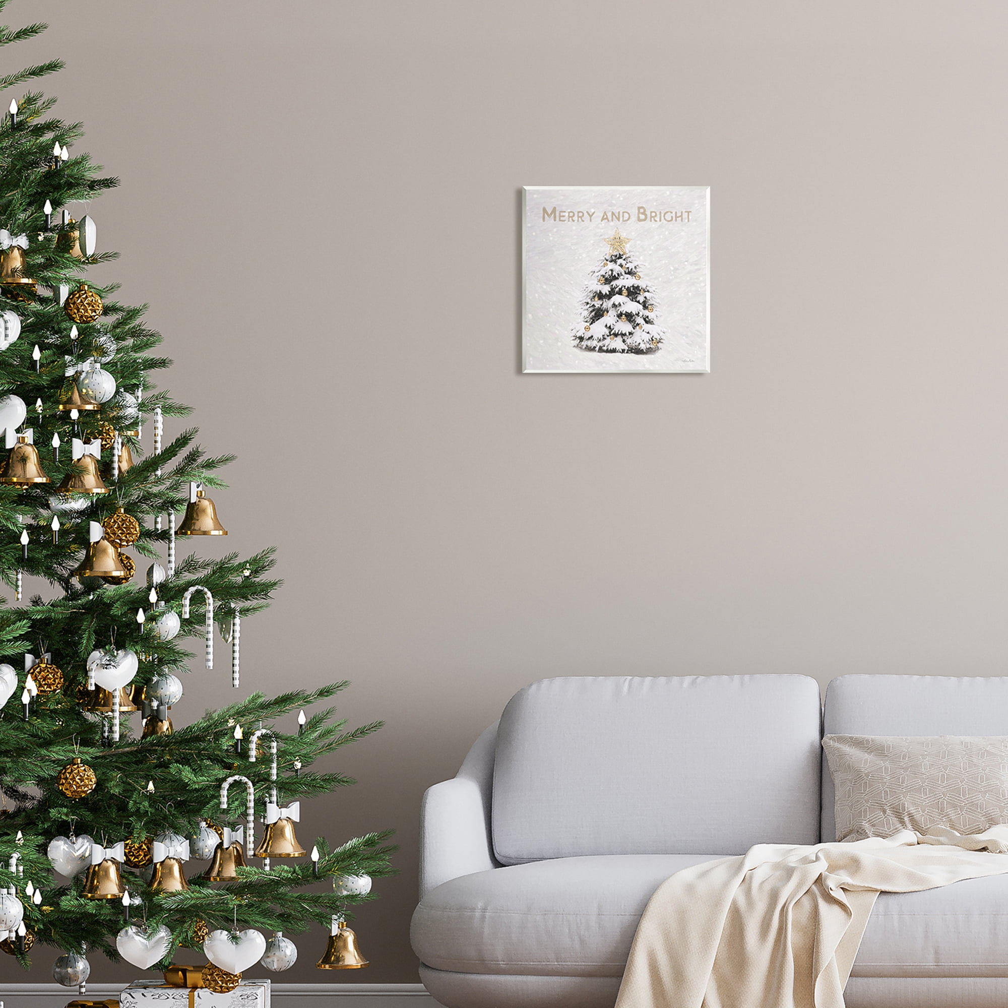 Stupell Industries Merry & Bright Scene Holiday Painting Unframed Art Print Wall Art, 12 x 12